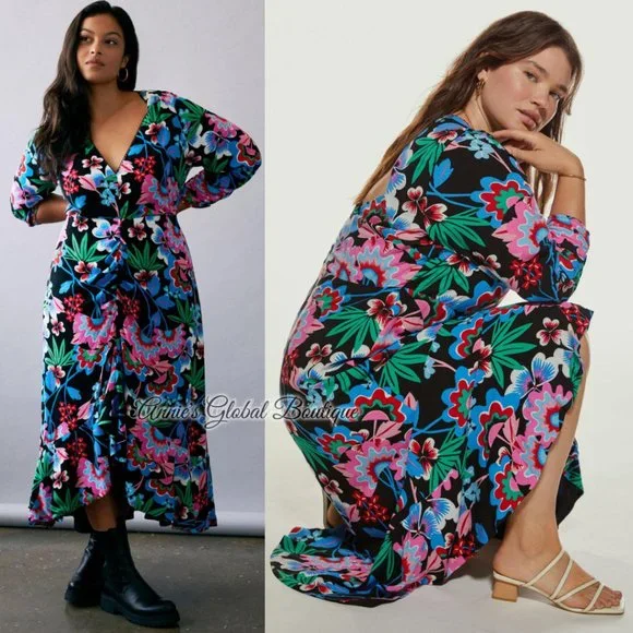 NWT ANTHROPOLOGIE Ruched Floral Maxi Dress. - Picture 7 of 16